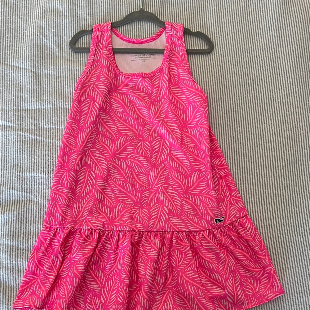 Vineyard Vines Bright Pink Leaf Dress